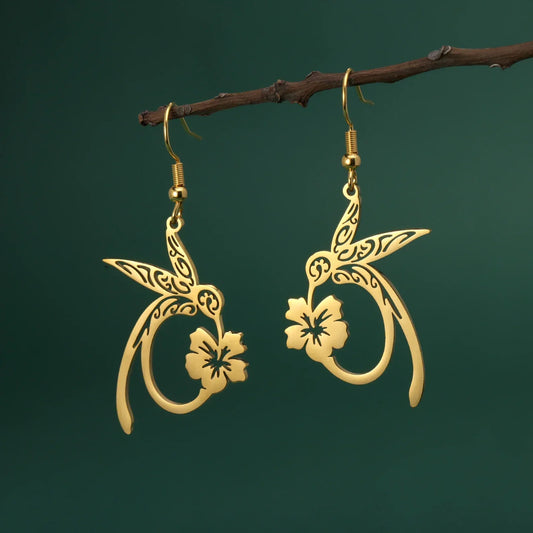 Stainless Steel Hummingbird Spirit Earrings