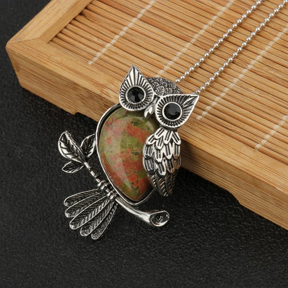 Owl Wisdom Crystal Pendant Necklace