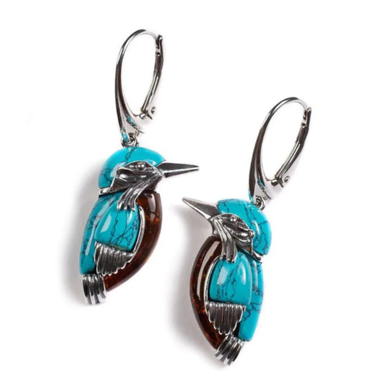 Blue Enamel Hummingbird Earrings