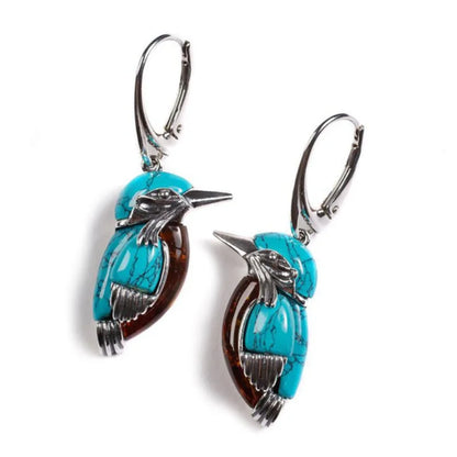Blue Enamel Hummingbird Earrings