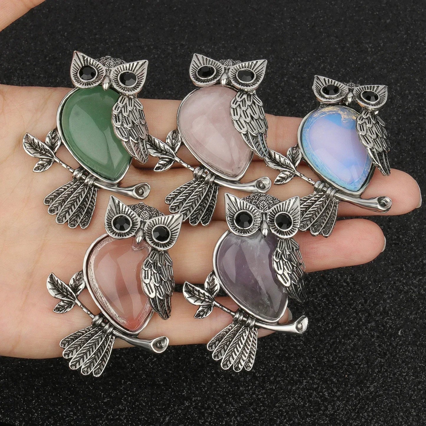 Owl Wisdom Crystal Pendant Necklace