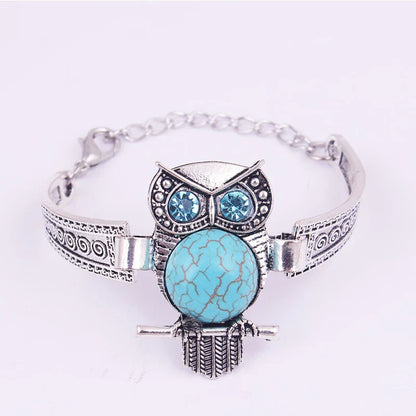 Vintage Turquoise Owl Charm Bracelet