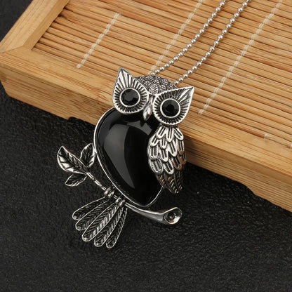 Owl Wisdom Crystal Pendant Necklace