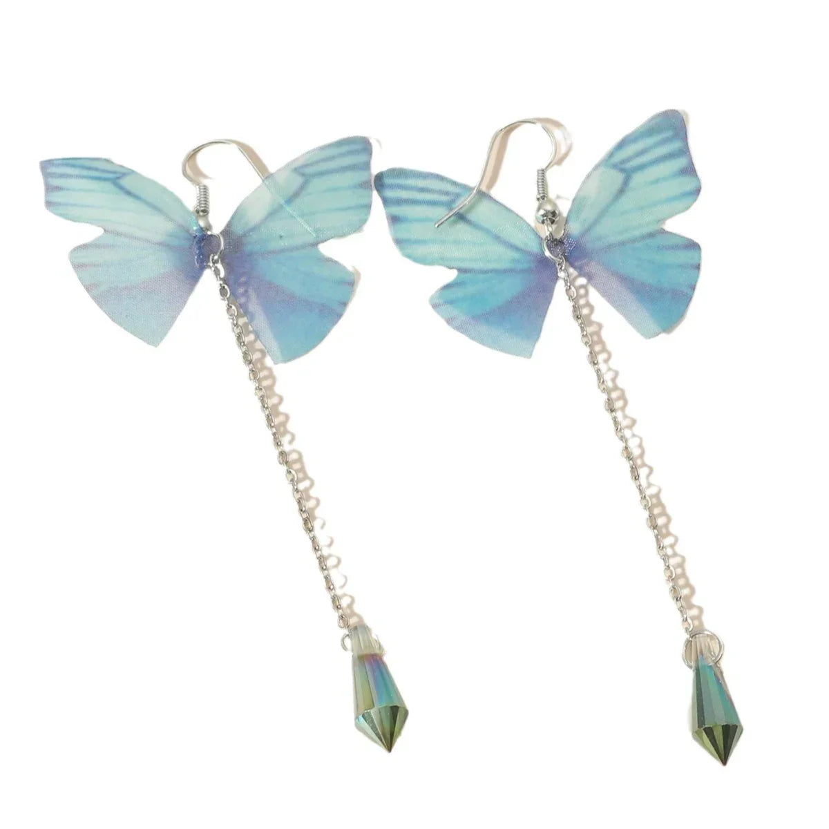Blue Braided Crystal Butterfly Earrings