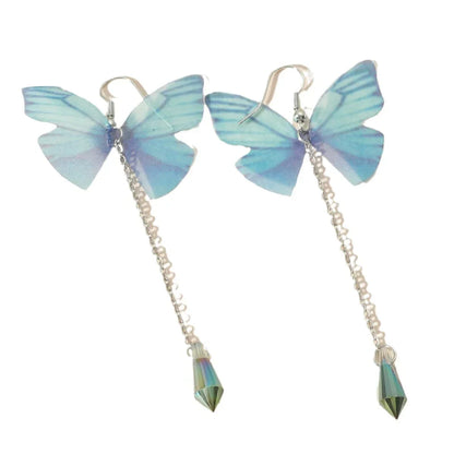 Blue Braided Crystal Butterfly Earrings