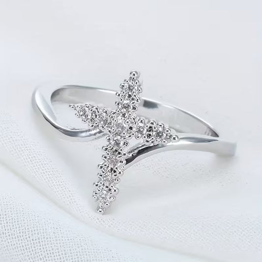 Minimalist Cross Zirconia Ring