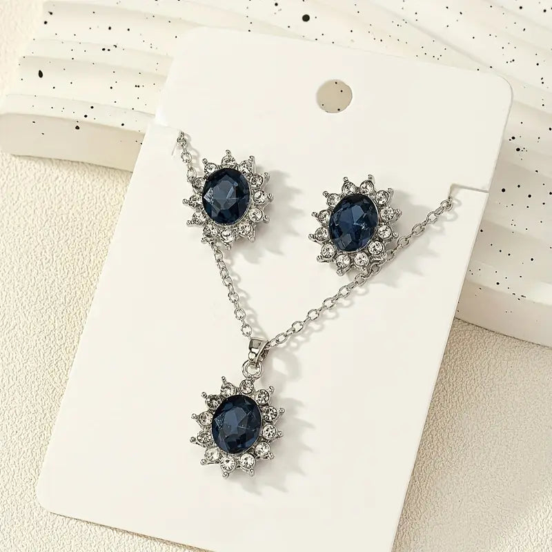 Golden Blue Bloom Earrings | Gold