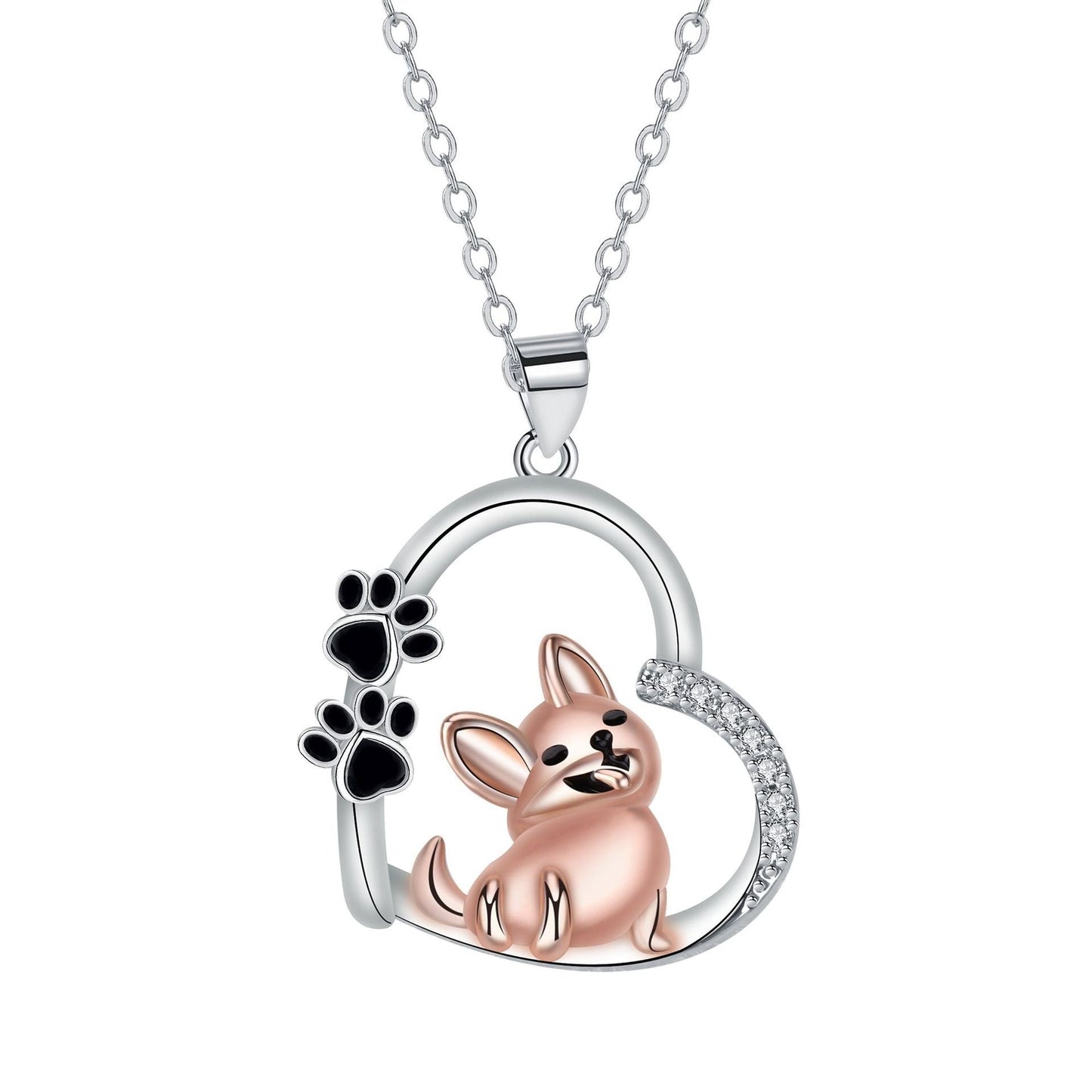 Cute Dog Heart Pendant Necklace