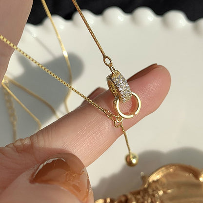 Gold-plated double ring necklace