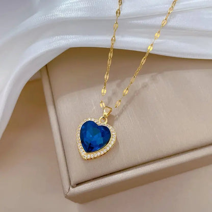 Round Cut Sapphire Necklace | White Gold