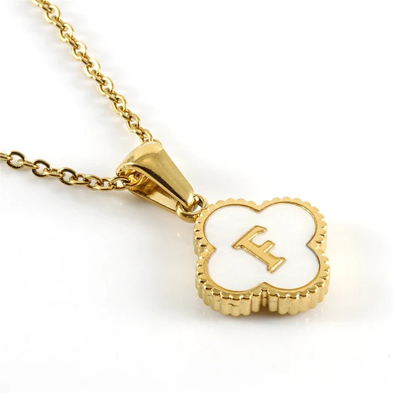 Clover-shaped initial necklace