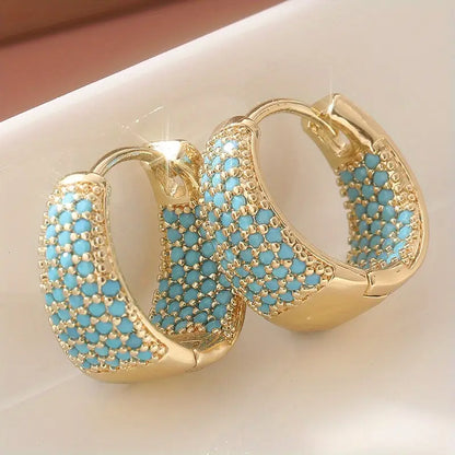 Turquoise Pearl Circle Earrings in Gold Tone | Gold
