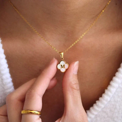 Clover-shaped initial necklace