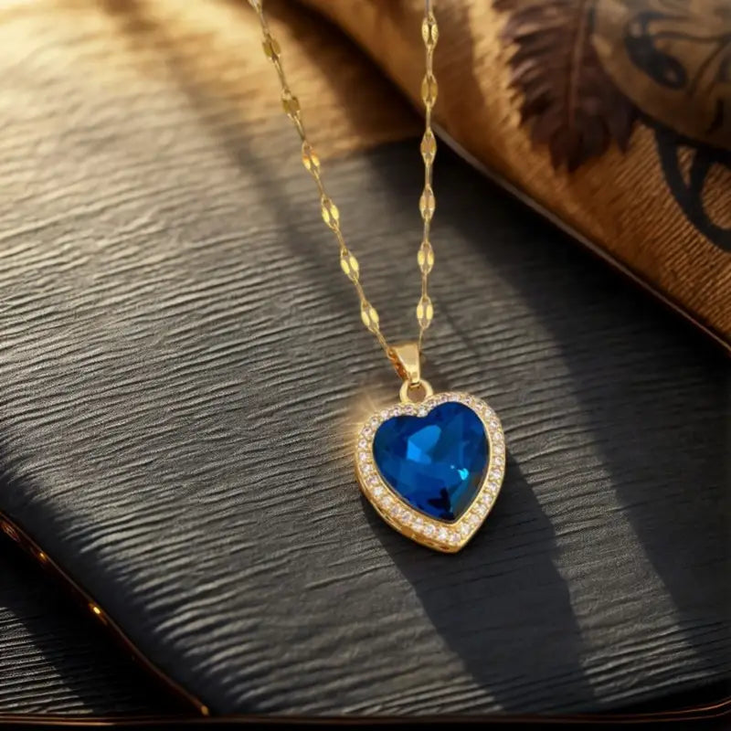 Round Cut Sapphire Necklace | White Gold