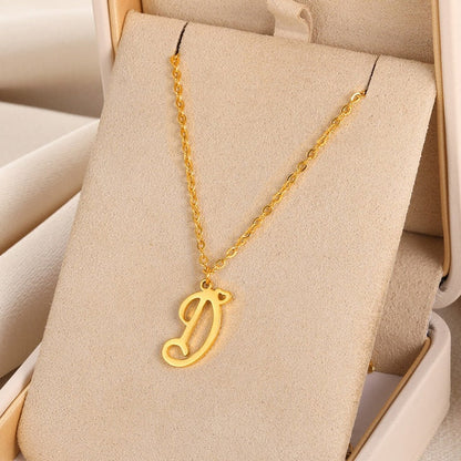 Initial pendant necklaces in cursive letter