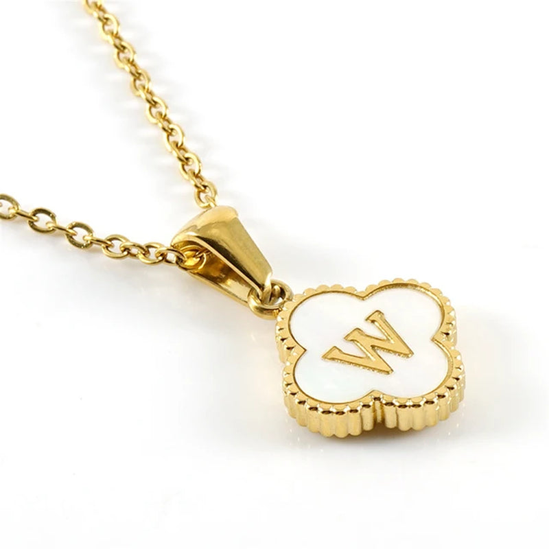 Clover-shaped initial necklace