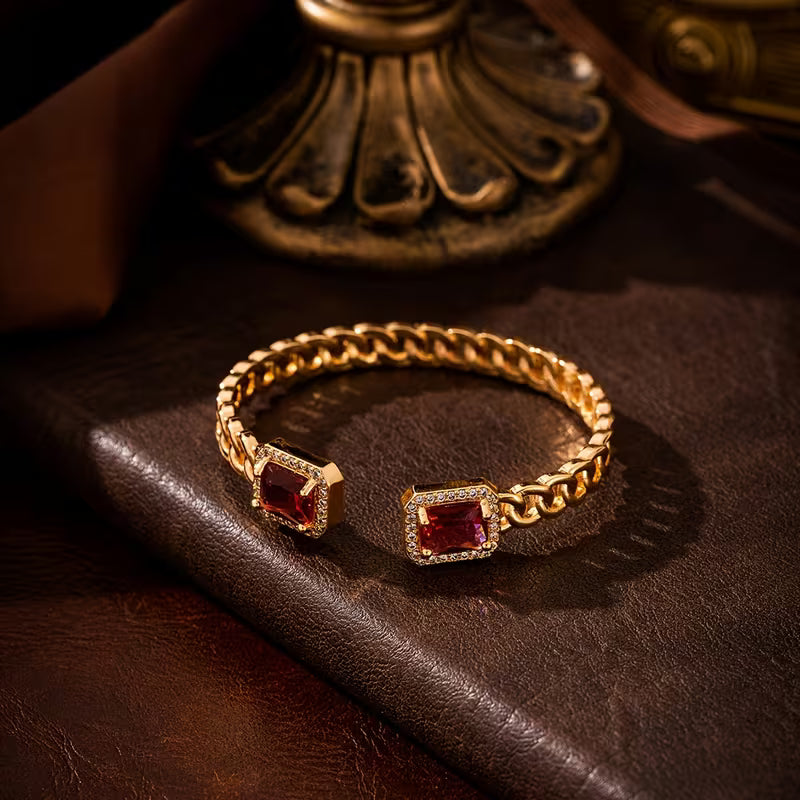 Veloria Open Ruby Bracelet | Gold