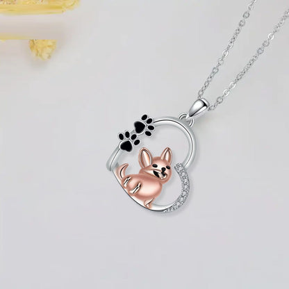 Cute Dog Heart Pendant Necklace