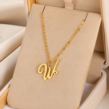 Initial pendant necklaces in cursive letter
