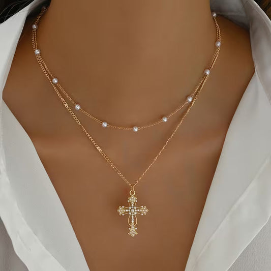 Multi-Layer Cross Pendant Necklace