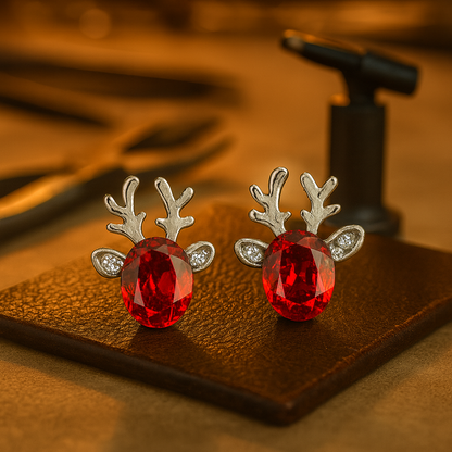 Crystal Reindeer Holiday Earrings