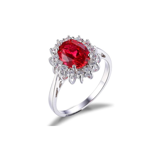 Minimalist Princess Cut Ruby Stud Earrings | White Gold
