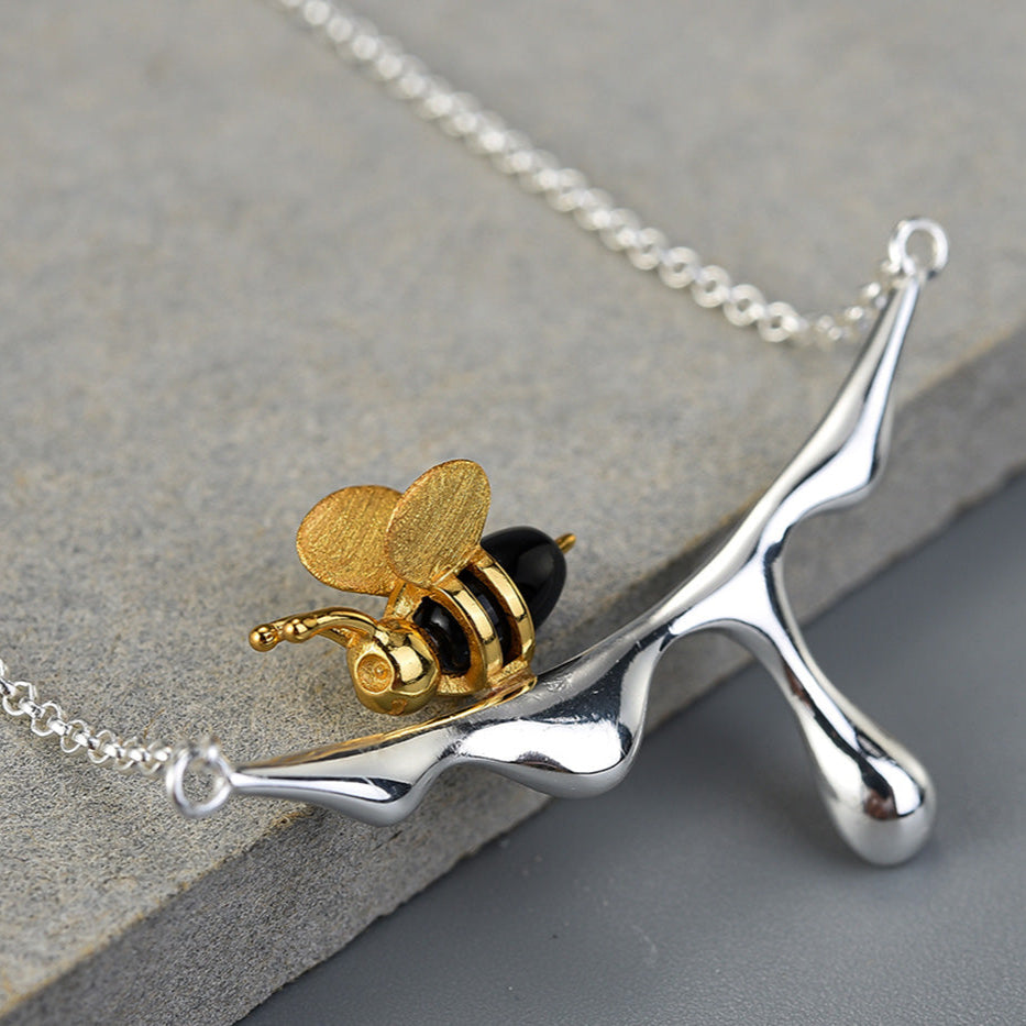 Bee and Honey Drop Necklace