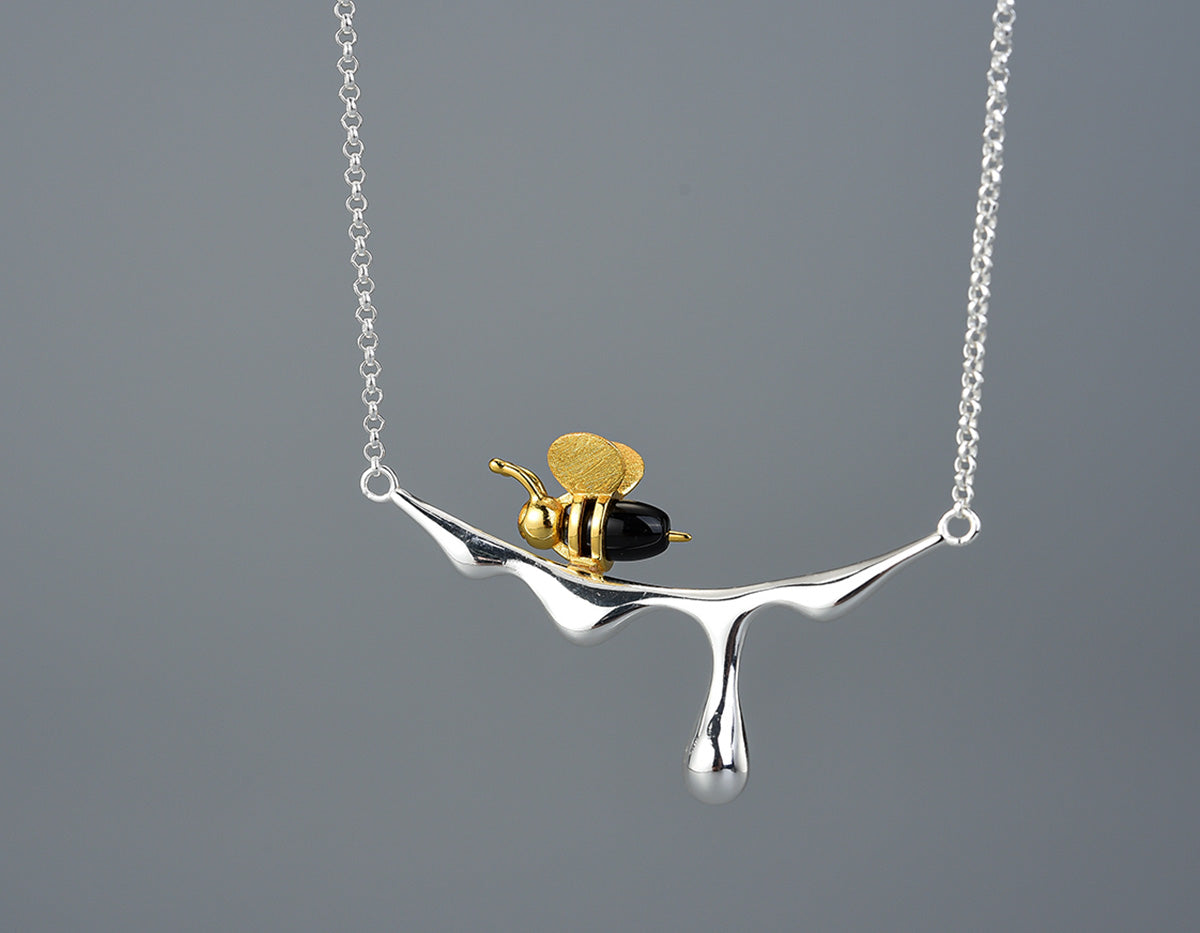 Bee and Honey Drop Necklace