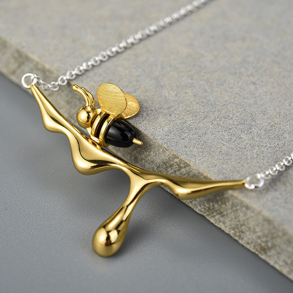 Bee and Honey Drop Necklace