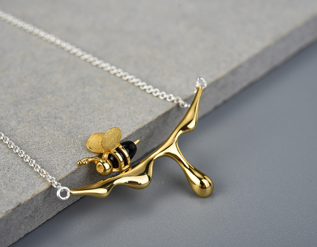 Bee and Honey Drop Necklace