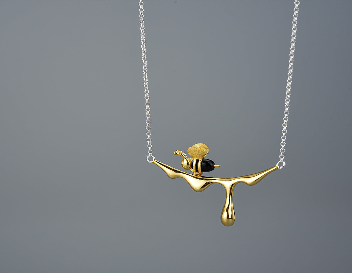 Bee and Honey Drop Necklace