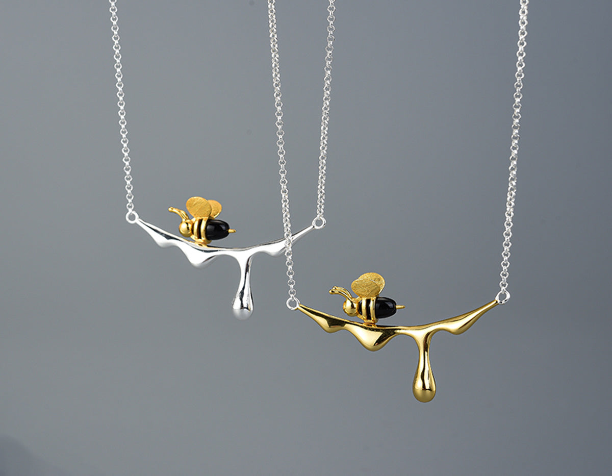 Bee and Honey Drop Necklace