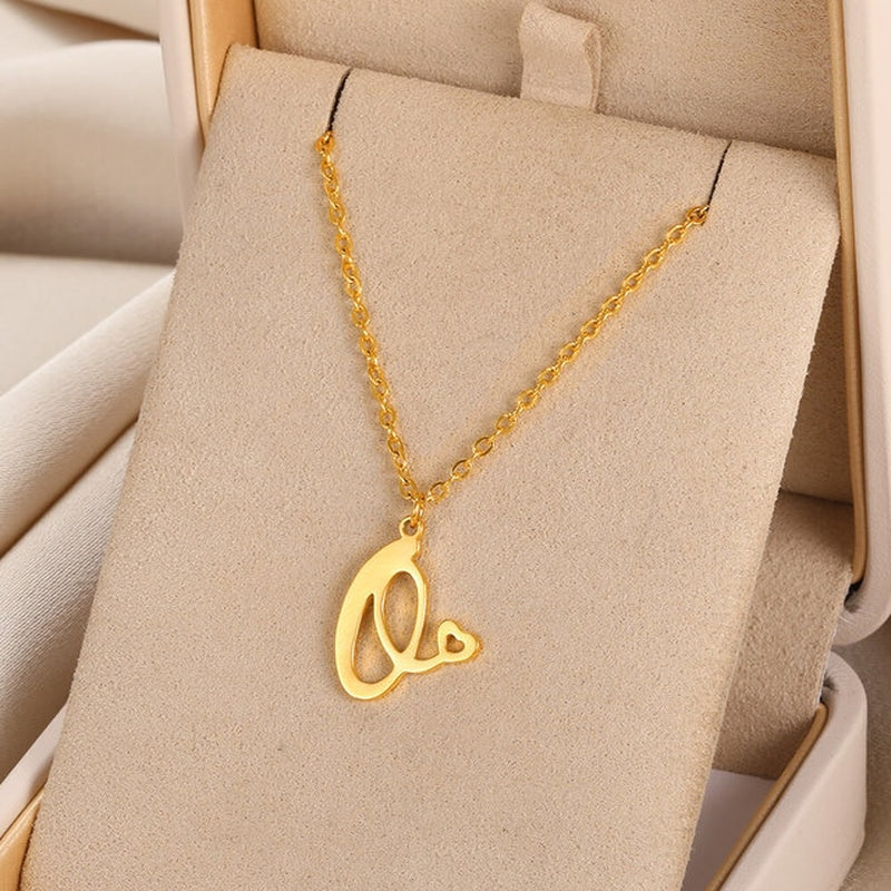 Initial pendant necklaces in cursive letter