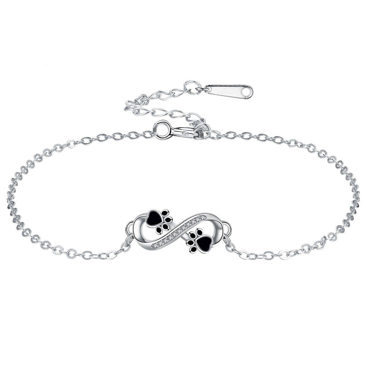Animal Paw Infinity Symbol Pendant Bracelet with Zirconia