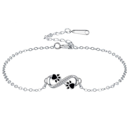 Animal Paw Infinity Symbol Pendant Bracelet with Zirconia