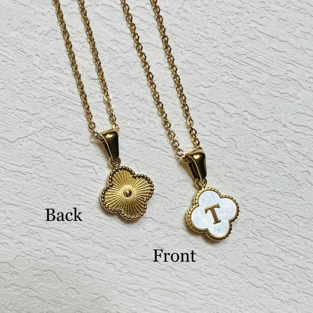 Clover-shaped initial necklace