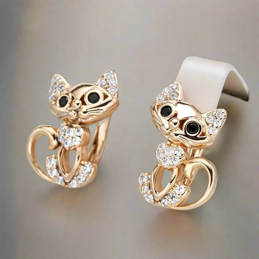 Elegant Cat Zirconia Earrings