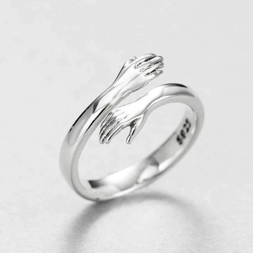 Adjustable silver hug ring