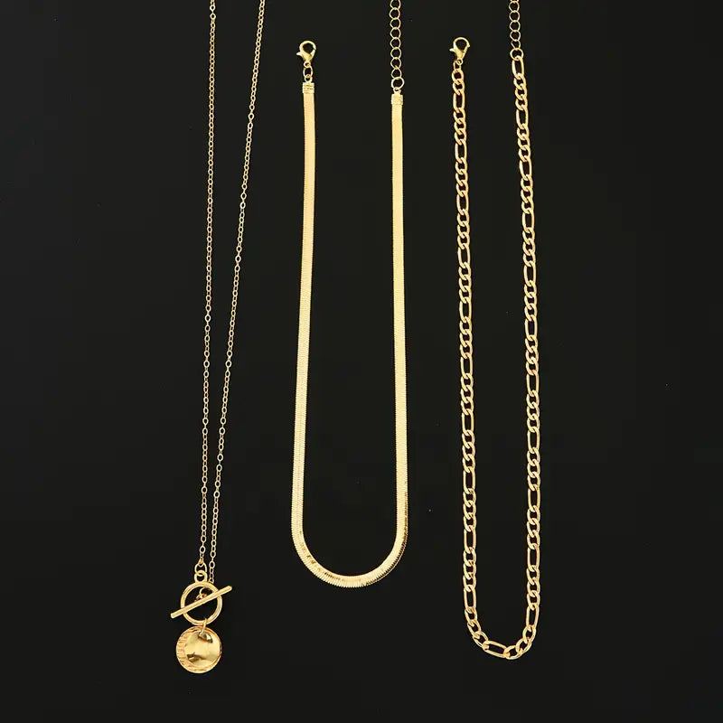 Textured Coin Multi-Layer Savira Necklace | Gold
