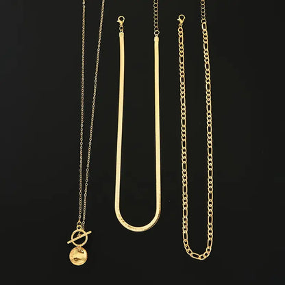 Textured Coin Multi-Layer Savira Necklace | Gold