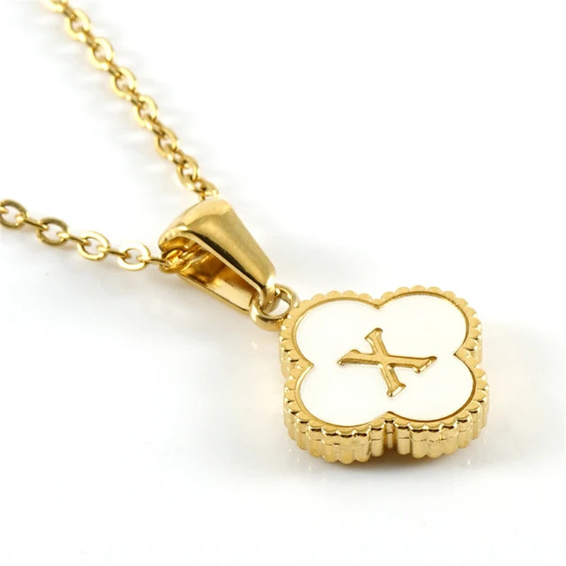 Clover-shaped initial necklace