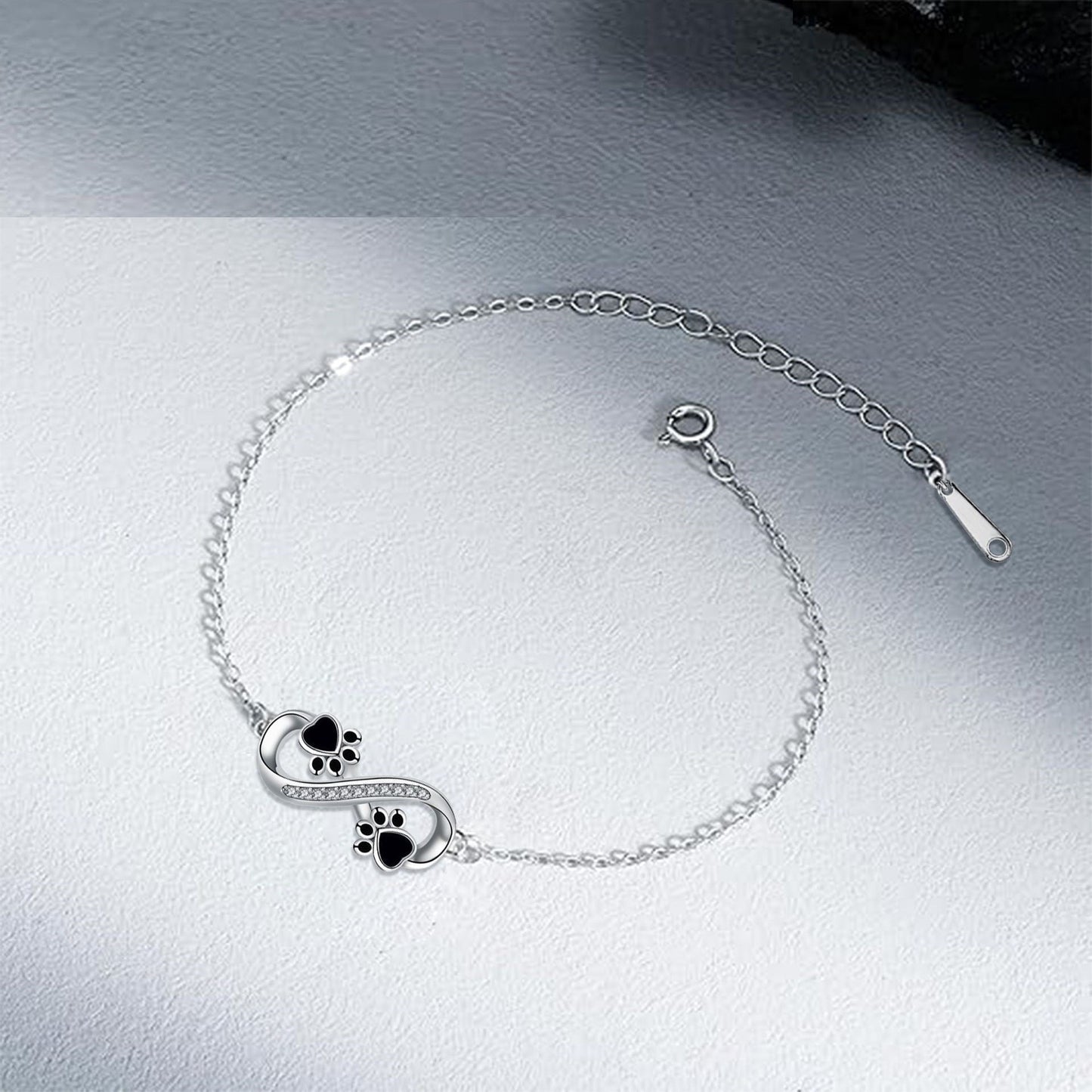 Animal Paw Infinity Symbol Pendant Bracelet with Zirconia