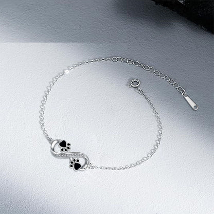 Animal Paw Infinity Symbol Pendant Bracelet with Zirconia