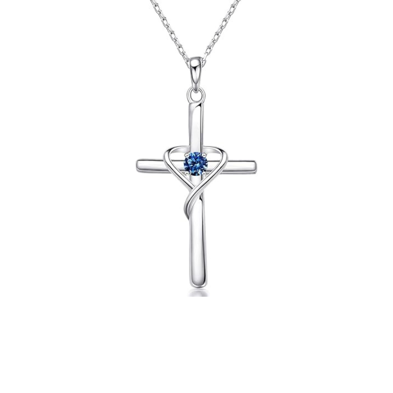 Minimalist Sapphire Pendant Necklace | White Gold