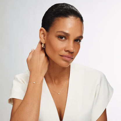 Crystal Cluster Huggie Earrings | White Gold