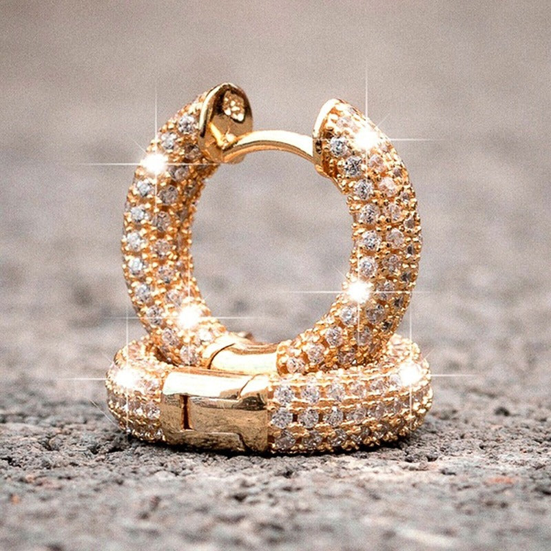 18-carat gold-plated earrings and zircons