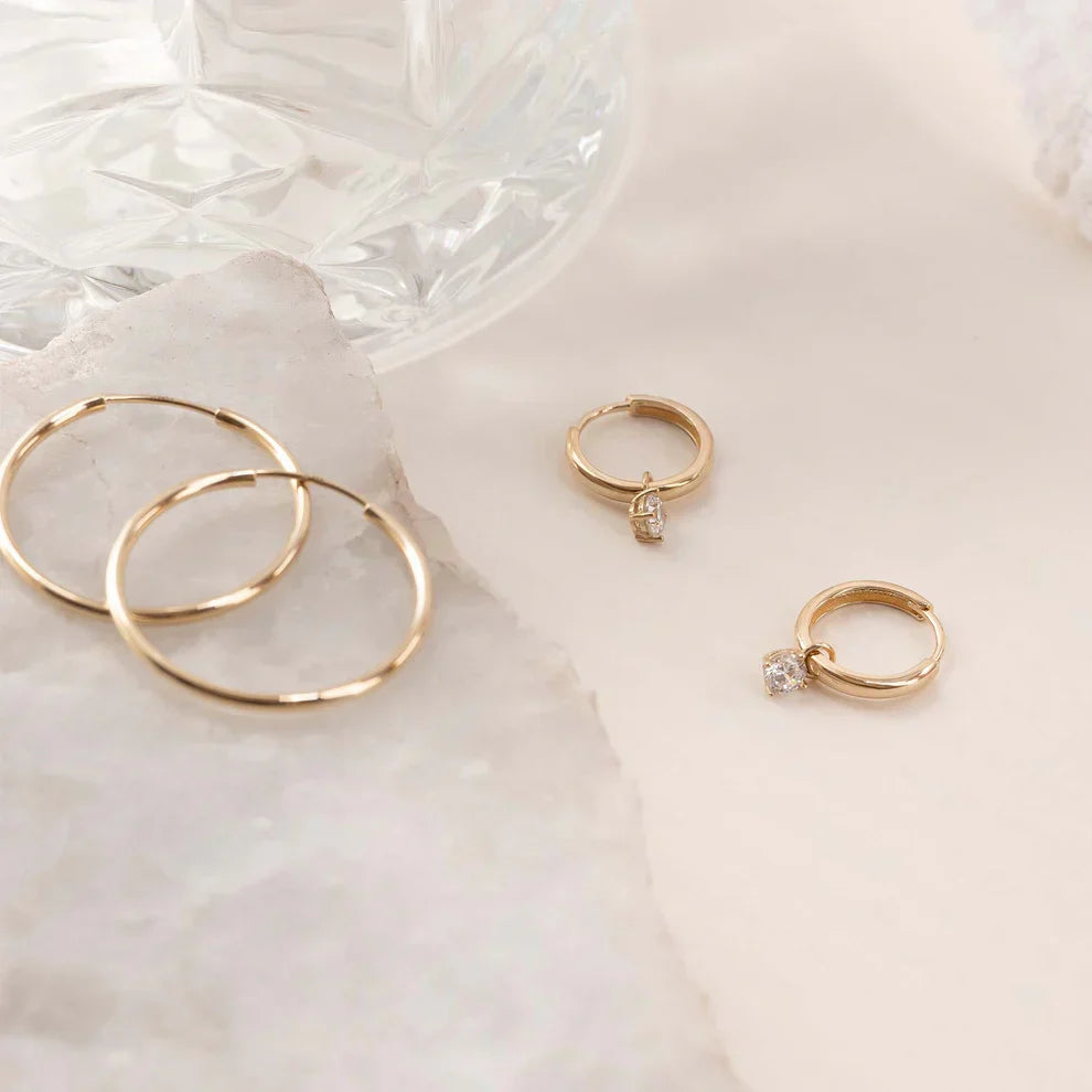 Moon Tears Stone Circle Earrings | Gold
