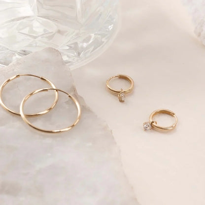 Moon Tears Stone Circle Earrings | Gold