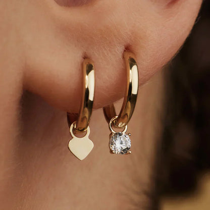 Moon Tears Stone Circle Earrings | Gold