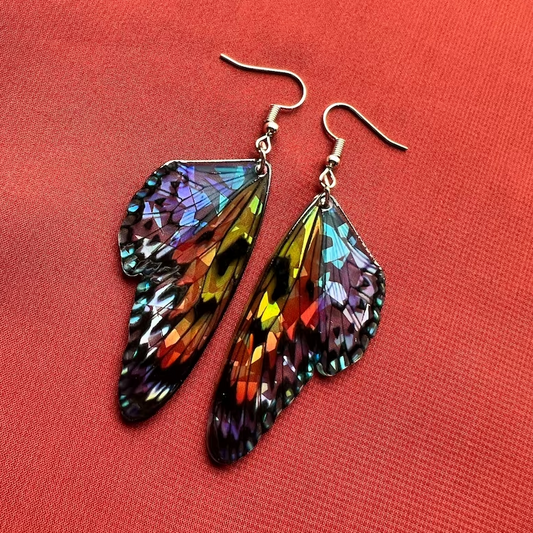 Vintage Colorful Butterfly Wings Earrings